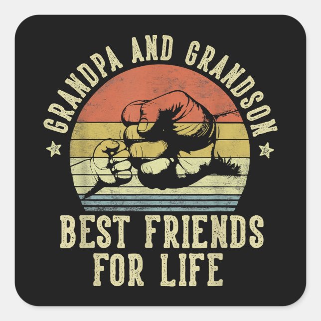 Grandpa and Grandson Best Friends for Life Funny G Square Sticker (Front)