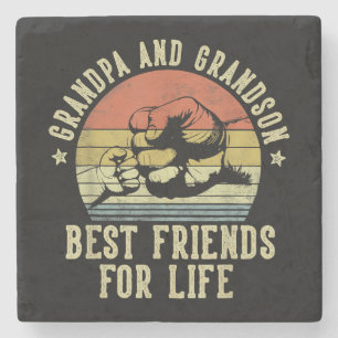 Grandpa and Grandson Best Friends for Life Funny G Stone Coaster