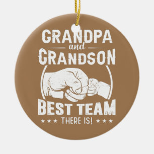 Grandpa And Grandson Best Team Family Grandad Ceramic Tree Decoration
