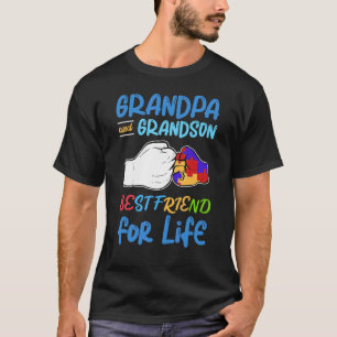 Grandpa And Grandson Bestfriend For Life Autism Aw T-Shirt