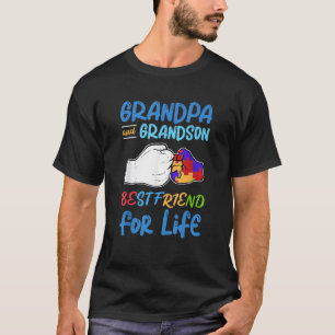 Grandpa And Grandson Bestfriend For Life Autism Aw T-Shirt
