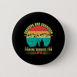 Grandpa And Grandson Fishing Buddies For Life 1 6 Cm Round Badge