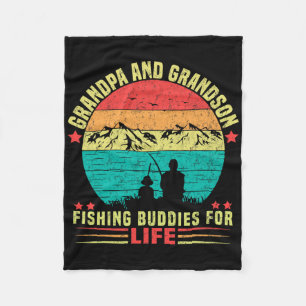 Grandpa And Grandson Fishing Buddies For Life 1 Fleece Blanket