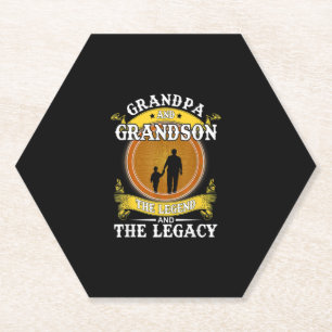 Grandpa And Grandson The Legend And The Legacy Paper Coaster