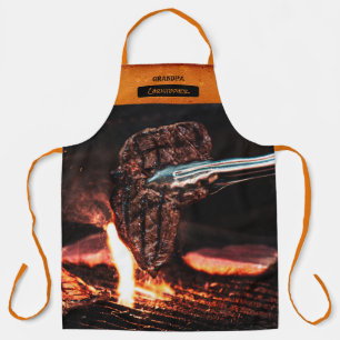 Grandpa Barbeque Photo & Name All-Over Print Apron