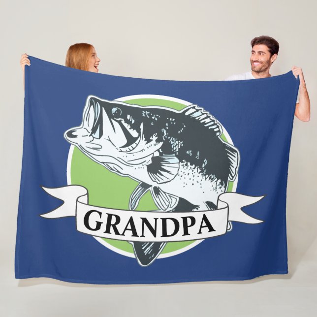 Grandpa Bass Fishing Grandparent's Day Fleece Blanket (In Situ)