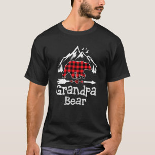 Grandpa Bear  Buffalo Plaid Family  Father's Day   T-Shirt
