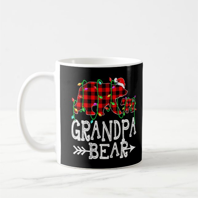 Grandpa Bear Christmas Pajama Red Plaid Buffalo Fa Coffee Mug (Left)