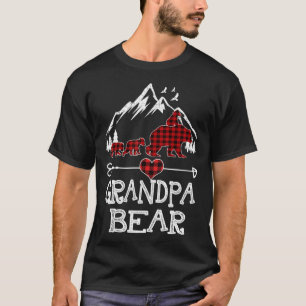 Grandpa Bear Christmas Pajama Red Plaid Buffalo Fa T-Shirt