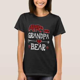 Grandpa Bear Christmas Pajama Red Plaid Buffalo Fa T-Shirt