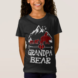 Grandpa Bear Christmas Pajama Red Plaid Buffalo Fa T-Shirt