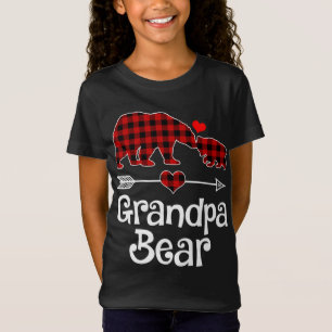 Grandpa Bear Christmas Pajama Red Plaid Buffalo Ma T-Shirt