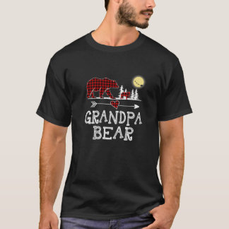Grandpa Bear Christmas Pajama Red Plaid Buffalo T-Shirt