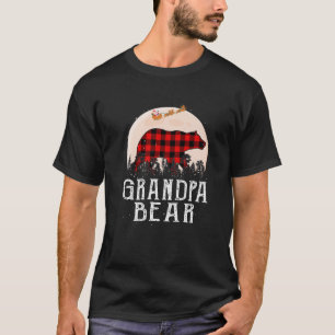 Grandpa Bear Christmas Pajama Red Plaid Buffalo T-Shirt