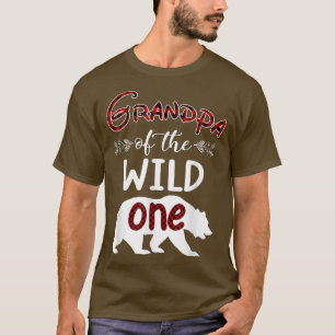 Grandpa Bear Of The Wild One Red Plaid Funny 1st B T-Shirt