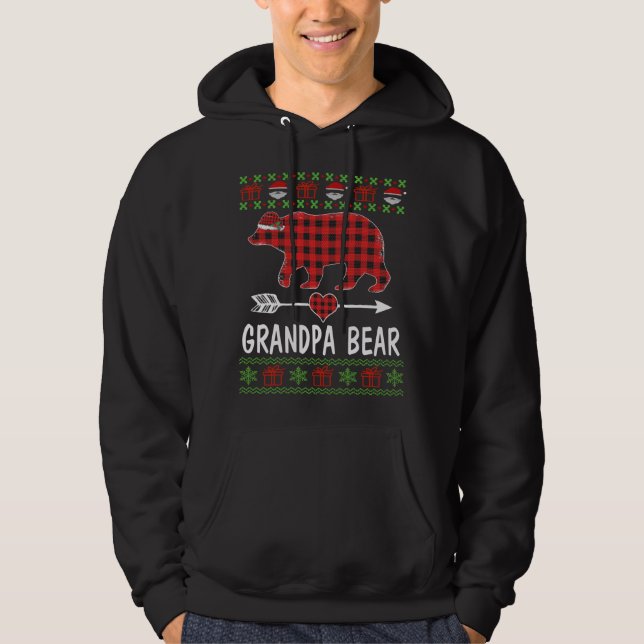 Grandpa Bear Santa Red Plaid Family Pyjamas For Ch Hoodie (Front)