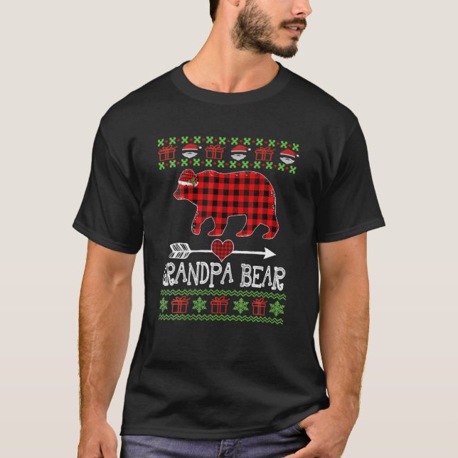 Grandpa Bear Santa Red Plaid Family Pyjamas For Ch T-Shirt (Front)