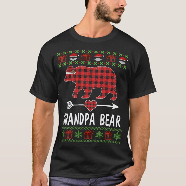 Grandpa Bear Santa Red Plaid Family Pyjamas For Ch T-Shirt (Front)