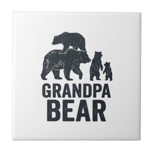 Grandpa Bear Vintage Engraving Family Bear Shirt D Tile