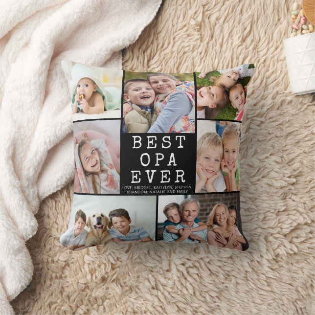 Grandpa BEST OPA EVER 7 Photo Collage Cushion (Blanket)