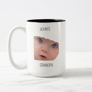 Grandpa Birthday, Baby Face Dady Gift, Custom Face Two-Tone Coffee Mug