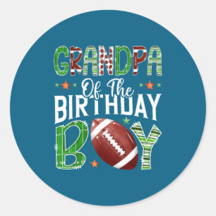 Grandpa Birthday Game Day Football Classic Round Sticker