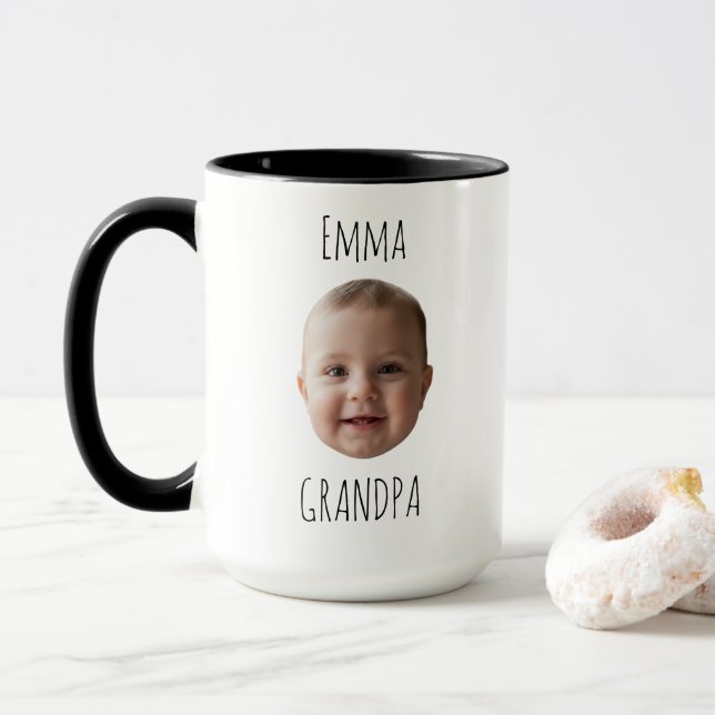 Grandpa Birthday Gift – Custom Baby Face Mug (With Donut)