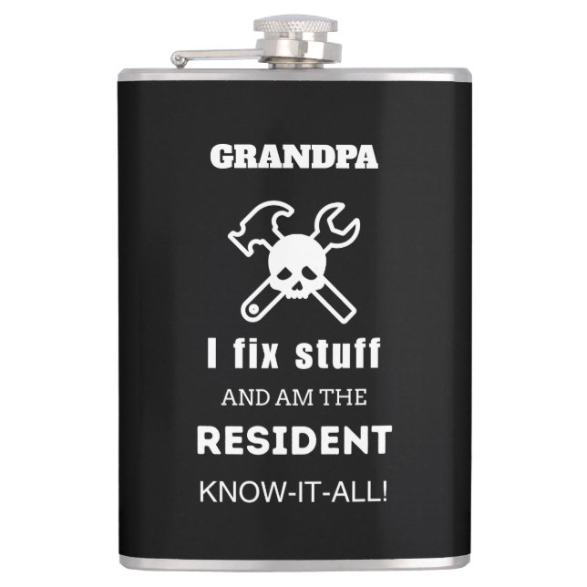 GRANDPA Birthday Gift Men Funny Unique DAD HUSBAND Hip Flask (Front)