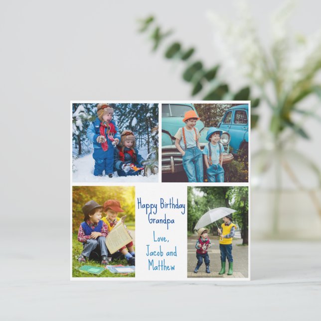 Grandpa Birthday Grandkids Photo Collage Card (Standing Front)