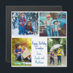 Grandpa Birthday Grandkids Photo Magnet Card<br><div class="desc">This cute,  custom kids photo birthday magnetic card for a grandfather features a modern layout of 4 grandchildren photos on a white background with blue typography reading Happy Birthday Grandpa. This beautiful grandkids photo magnet features your own photograph collage surrounding your personalised message and names.</div>