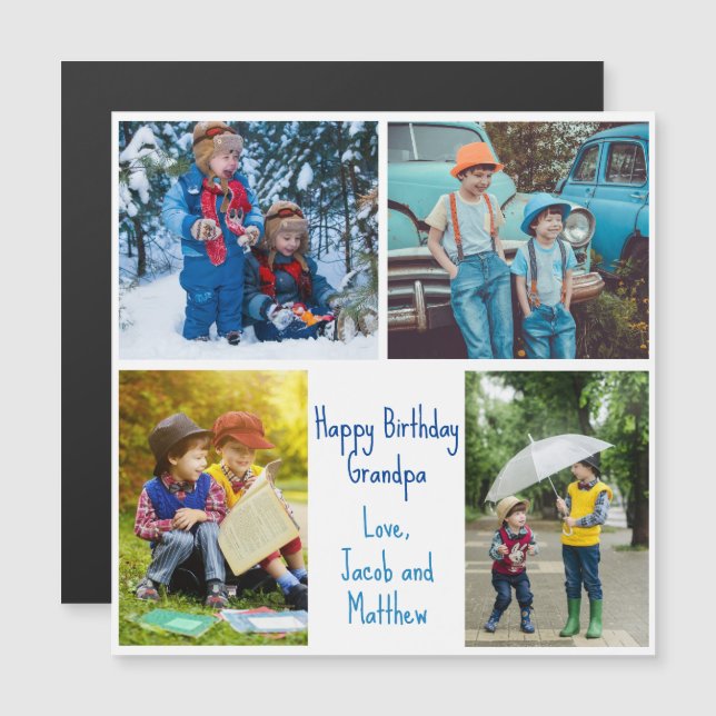 Grandpa Birthday Grandkids Photo Magnet Card (Front/Back)