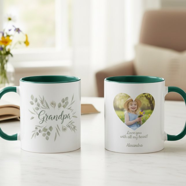Grandpa Botanical Photo Mug (Botanical Grandpa photo mug)