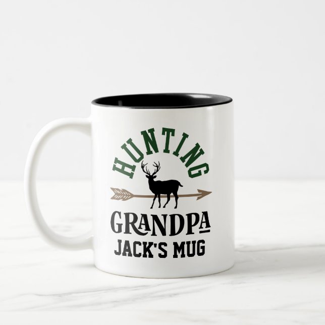 Grandpa Bow Hunting Personalised Archery Gift Two-Tone Coffee Mug (Left)