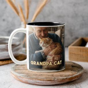 Grandpa Cat Custom Photo Mug with Cat Name & Est.