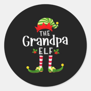 Grandpa Christmas Elf Matching Pajama X-mas Party  Classic Round Sticker