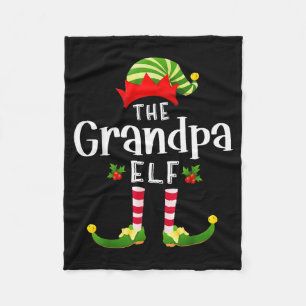 Grandpa Christmas Elf Matching Pajama X-mas Party  Fleece Blanket