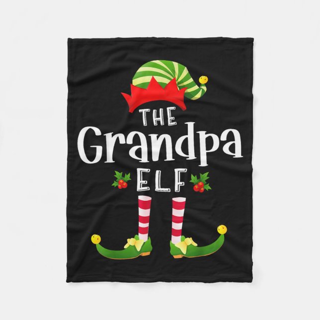 Grandpa Christmas Elf Matching Pajama X-mas Party  Fleece Blanket (Front)