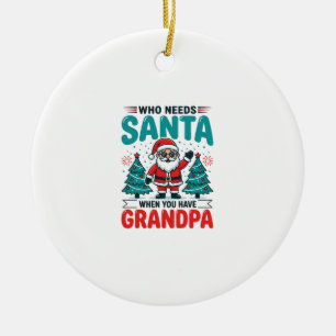 Grandpa Christmas Santa Family Ceramic Tree Decoration