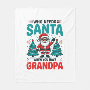 Grandpa Christmas Santa Family Fleece Blanket