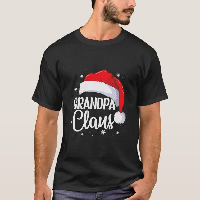 Grandpa Claus Christmas Family Pajama Santa Hat Me T-Shirt (Front)