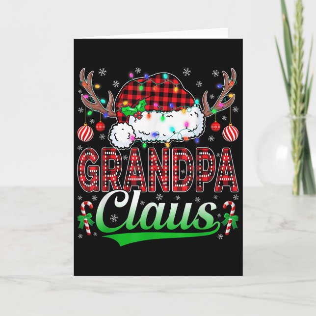 Grandpa Claus Christmas Lights Matching Family Xma Card (Front)