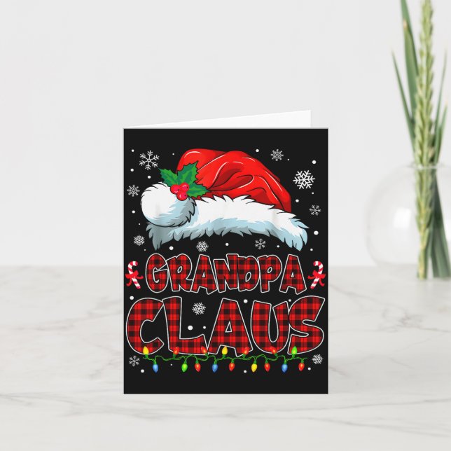 Grandpa Claus Christmas Lights Pajama Family Group Card (Front)