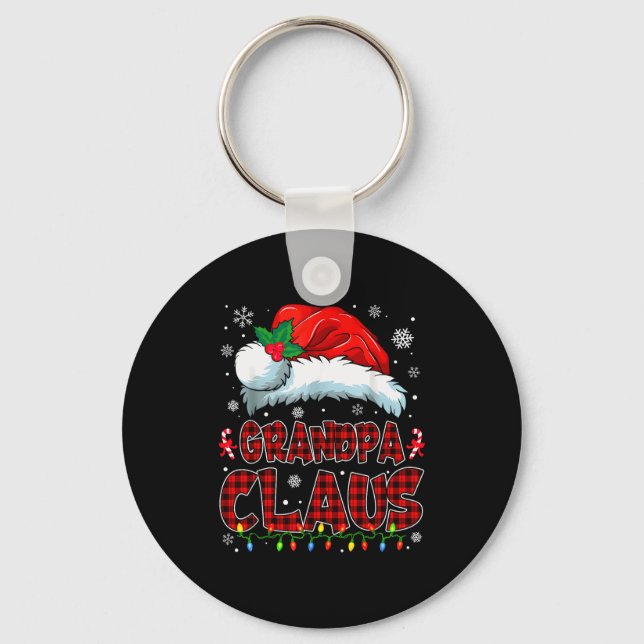 Grandpa Claus Christmas Lights Pajama Family Group Key Ring (Front)