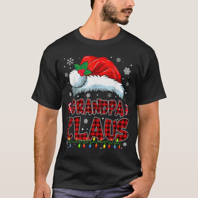 Grandpa Claus Christmas Lights Pajama Family Group T-Shirt (Front)