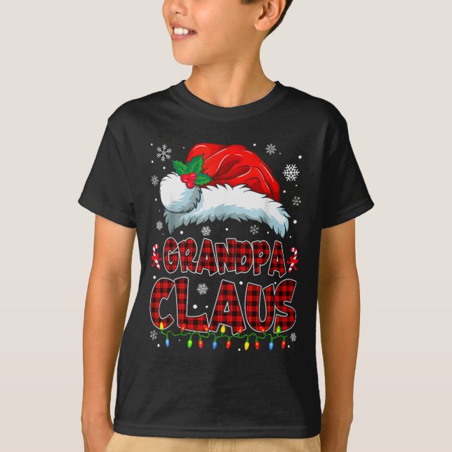 Grandpa Claus Christmas Lights Pajama Family Group T-Shirt (Front)
