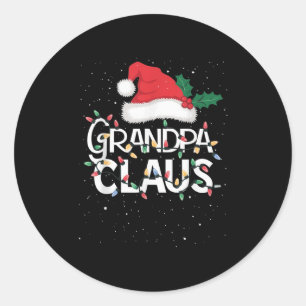 Grandpa Claus Christmas Lights Pajama Family Match Classic Round Sticker