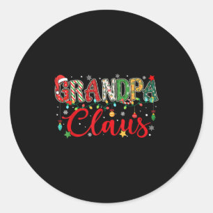 Grandpa Claus Christmas Lights Pajama Family Match Classic Round Sticker