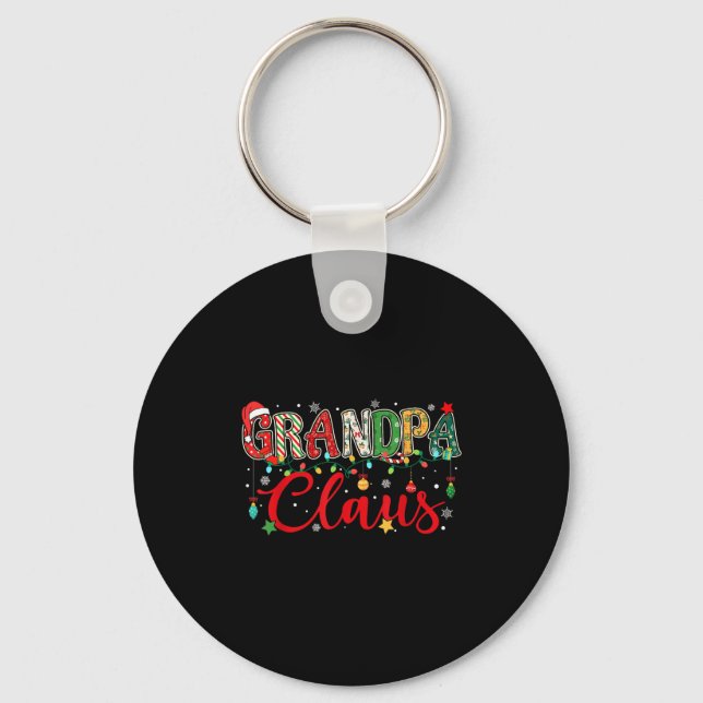 Grandpa Claus Christmas Lights Pajama Family Match Key Ring (Front)