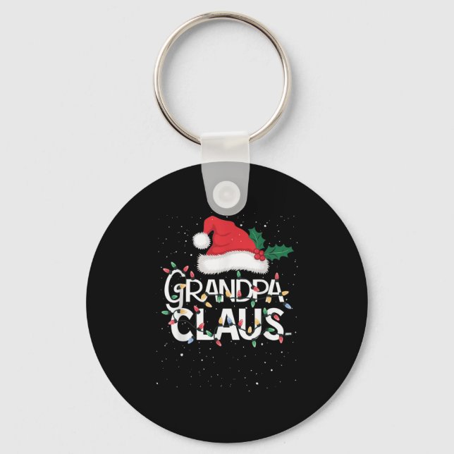 Grandpa Claus Christmas Lights Pajama Family Match Key Ring (Front)