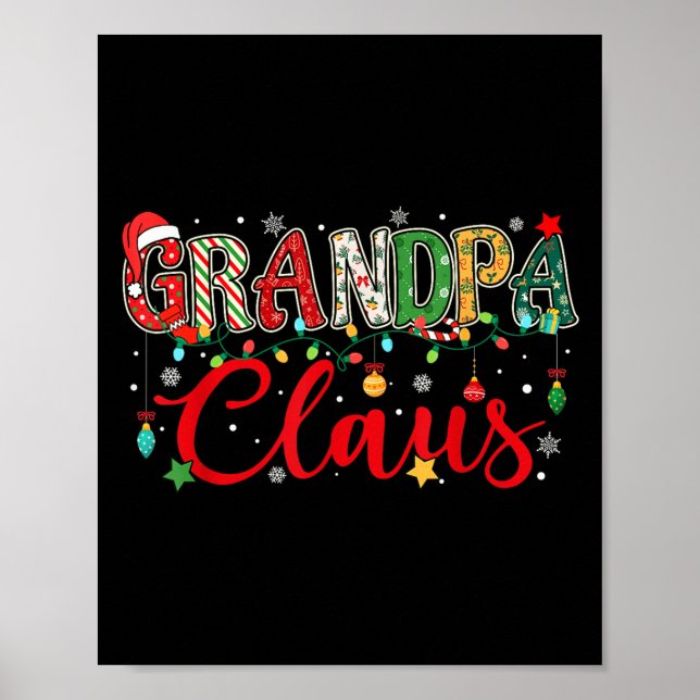 Grandpa Claus Christmas Lights Pajama Family Match Poster (Front)